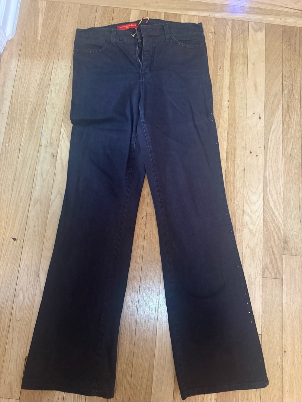 NYDJ Tummy Tuck Jeans -brown with embellishing down the leg.
